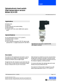 Thumbnail of document Data Sheet - OLS-C05 Optoelectronic Level Switch